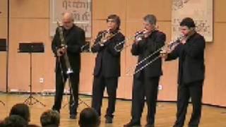 Slokar Quartet plays on reneissace trombones in Szeged [upl. by Auqkinahs]