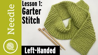 How to Knit  Garter Stitch for Complete Beginners  Lesson 1 Left Handed [upl. by Nalani]