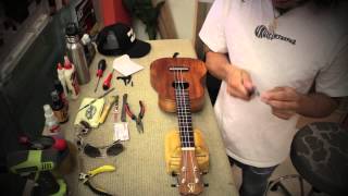 Restringing a Pinset Bridge Ukulele Kanilea  Tuesday Tidbit  Hawaiian Ukulele Online [upl. by Annoif174]