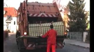 German bulky waste collection with Schorling 2R rear loader [upl. by Coulombe]