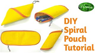 DIY Simple Jute Spiral Pouch In 10 MinutesHow To Sew pencilcase pencilpouch cosmeticpouch [upl. by Leitao525]