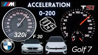 acceleration battle Vw Golf 7 14 Tsi 140 Hp VS Bmw 3 Series 320i ED F30 16 170 Hp Top Speed Hız [upl. by Anayra498]