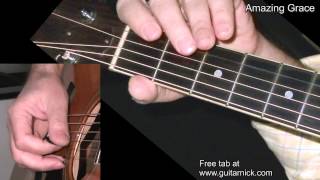 AMAZING GRACE Easy Guitar Lesson  TAB by GuitarNick [upl. by Julius]