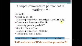 Comptabilité analytique dexploitation le compte dinventaire permanent [upl. by Kcirb]