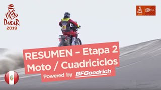 Resumen  MotoCuadriciclos  Etapa 2 Pisco  San Juan de Marcona  Dakar 2019 [upl. by Larentia]