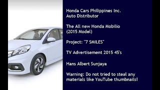 Honda Mobilio DD4 2015 Model quot7 SMILESquot TVC 2015 45s Philippines [upl. by Parsons]