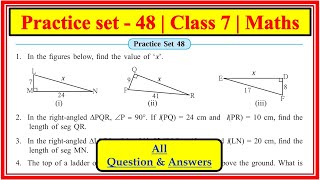 Practice set 48 class 7 maths  Pythagoras Theorem [upl. by Ydnarb]