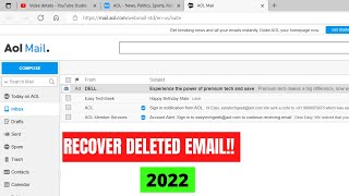 How To Recover Email Deleted From AOL Trash 2022 [upl. by Ayatnwahs]