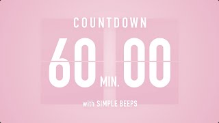 60 Min  1 Hour  Countdown Flip Clock Timer  Simple Beeps 🌸🔔 [upl. by Atem]