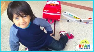 Ryan ToysReview airplane rides with opening surprise eggs [upl. by Evander353]