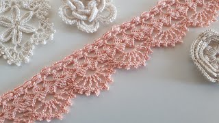 Preciosa Puntilla de Encaje  Orilla tejida a Crochet 💕 [upl. by Dotty]