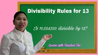 DIVISIBILITY RULES FOR 13 [upl. by Drobman]