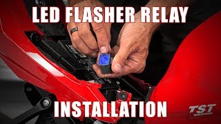 How to install an LED Flasher Relay on a 2017 Suzuki GSXR1000 by TST Industries [upl. by Zennas]