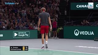 Hot Shot Zverev Rips Forehand Winner In Paris 2018 [upl. by Weihs]