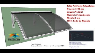 Toldo de Porta em Policarbonato Alveolar Curvo com 100 Perfil de aluminio aqui na Polysolution [upl. by Hildy245]