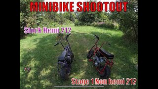 Minibike Comparison Speed Runs 212 Hemi vs 212 non Hemi Stage 1 [upl. by Anglim]