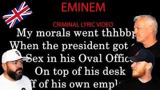 Eminem  Criminal Lyric Video REACTION  OFFICE BLOKES REACT [upl. by Puttergill133]