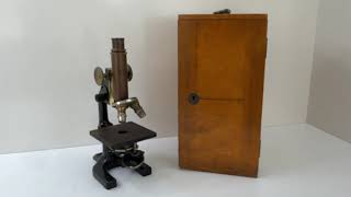 Vintage Brass REICHERT Optic Microscope  Made in Austria [upl. by Statis795]