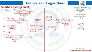 INDICES AND LOGARITHMS Solution to Lesson 4 assignment [upl. by Leff]