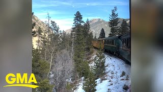 This holiday train takes you through the beautiful Rocky Mountains l GMA [upl. by Enineg]