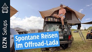 Spontane Reiseabenteuer I DZN Setup OffroadLada mit Frontrunner Dachzelt [upl. by Acyssej]