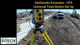 Trimble Earthworks Excavator UTS Universal Total Station Set Up [upl. by Keram]