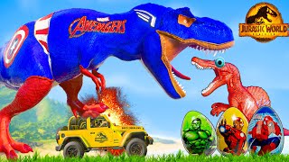 One Spiderman TRex vs Other Big Colorful Dinosaurs in Jurassic World IRex vs TRex Dino Fight [upl. by Atnoved]