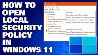 How To Open Local Security Policy Gpeditmsc in Windows 1110 Guide [upl. by Sidonie]