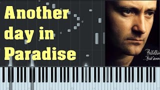 EASY Another day in Paradise  Phil Collins  Synthesia Piano Tutorial [upl. by Soinotna917]