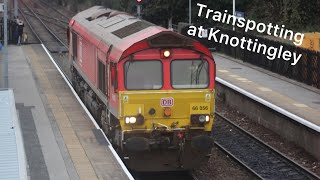 Trainspotting at Knottingley station Knottingley Trainspotting Railway NetworkRail Train DB [upl. by Reiss]