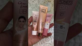 Comparing swatching Glow amp Lovely BB cream Lakme 9to5 CC cream and Ponds BB cream bbcream [upl. by Nileek237]