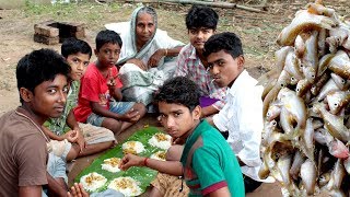 Village Food Delicious Small Fish Curry cooking by our Grandmother  Tasty Traditional Fish Recipe [upl. by Etyak583]