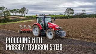 Ploughing with Massey Ferguson 5713s [upl. by Bradwell]