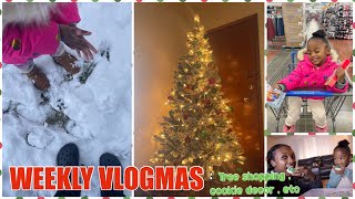 WEEKLY VLOGMAS it snowed Christmas tree shopping amp cookie decorating [upl. by Nolos928]