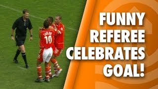 FUNNY Referee Celebrates 30 Yard Thunderbolt [upl. by Dodd]