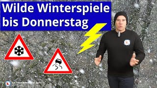 Wilde Winterspiele❄️ kräftige Schneeschauer an Luftmassengrenze viel Neuschnee möglich [upl. by Debera]