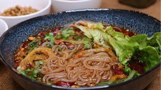 Hot and Sour Noodle Soup Recipe Sichuan Suan La Fen 酸辣粉 [upl. by Nilloc]