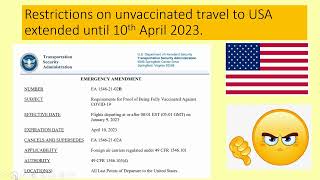 Restrictions on unvaccinated travel to USA extended to 10th April 2023 [upl. by Inoliel]