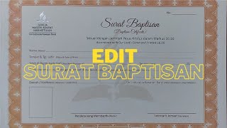 EDIT FORMAT SURAT BAPTISAN UNTUK DI PRINT [upl. by Karlow]