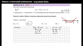 Zad 8 Nierówność kwadratowa z parametrem k [upl. by Mullac]