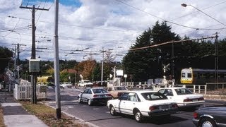 Melbourne19911 TrainsTrams Riversdale Road Level Crossing [upl. by Neenad]