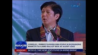 Saksi Comelec iimbestigahan ang puna ni Bongbong Marcos sa ilang ballot box at audit logs [upl. by Romine]