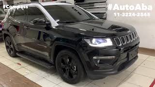 JEEP COMPASS Preto com Teto Branco Cristal Envelopamento e Vários Acessorios instalados  AutoABA [upl. by Suidaht882]