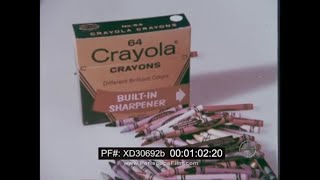 1970s CRAYOLA CRAYONS TV COMMERCIAL 64 COLORS w SHARPENER XD30692b [upl. by Cutlerr]