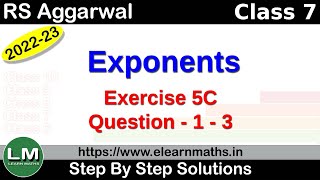 Exponents  Class 7 Chapter 5 Exercise 5C Question 1  3  RS Aggarwal  Learn Maths [upl. by Avigdor]