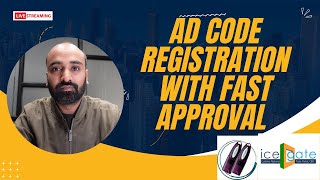 How to do AD code Registration in Icegate  ICEGATE AD Code Registration [upl. by Kcinom]