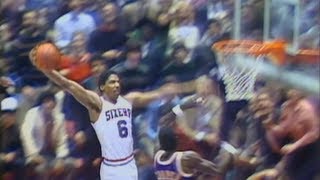 Dr J famous quotRock the Babyquot Cradle Dunk against the Lakers [upl. by Nabroc]