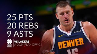 Nikola Jokic 25 pts 20 rebs 9 asts vs Lakers 2024 PO G4 [upl. by Adamsun]