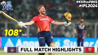 PBKS vs KKR IPL Match 42nd Full Highlights 2024  Jonny Bairstow 108 in 48 Balls Highlights [upl. by Christabelle]