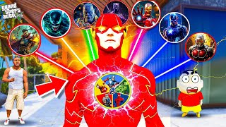 Flash Became Powerful Avenger Using Watch amp Save FranklinShinchan amp Avengers From Thanos In GTA 5 [upl. by Narud]